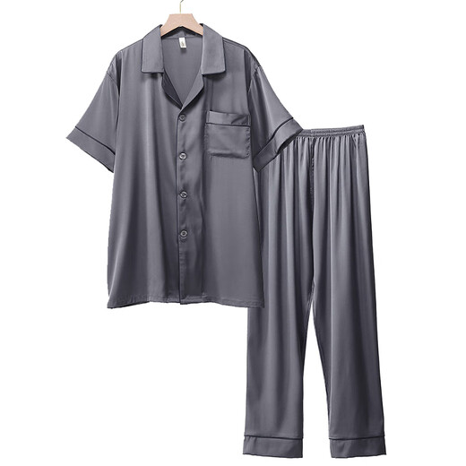 Pajamas Yalu Men 2025 Nouveau pantalon à manches courtes Men's Summer Silk Minume Été de grande taille Suit à manches de grande taille 3899 Pigne 3xl Green 3XL (170 Jin [Jin est égal à 0,5 kg] à 200 Jin [Jin est égal à 0,5 kg]))
