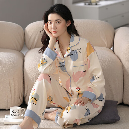 帕兰朵纯棉睡衣女2025春秋季冬款新款长袖长裤全棉家居服套装可外穿睡衣 帕兰朵-LFT9227 M