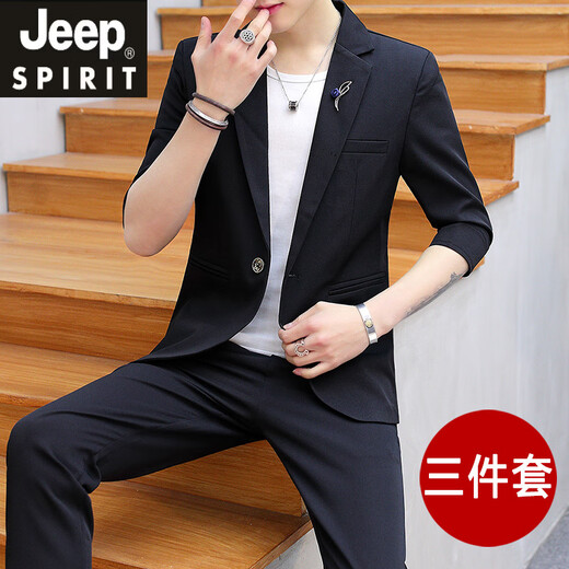 Jeep Spirit Jeep Set Set Men's Summer Korean Style Slim Trendy Trendy Fin Light Mature Mature Slew Colord Color Color Color Color White M.