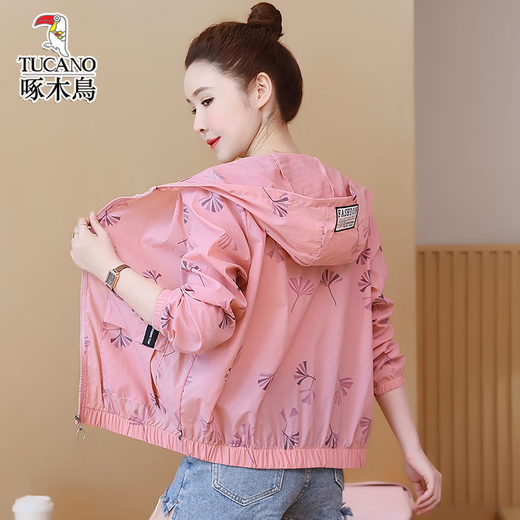 Woodpecker summer ice silk sun protection clothes for women outdoor breathable new short jacket white [ice silk sun protection clothes for women/transparent M (recommended 100 Jin [Jin equals 0.5 kg])