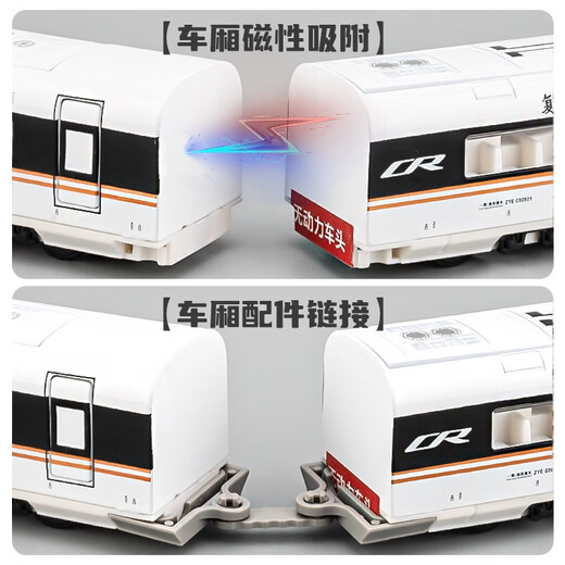 高铁玩具火车复兴号合金儿童遥控玩具车男孩带轨道仿真动车模型 电动款复兴号三节绿色 套餐二-半圆椭圆轨道可变道送路