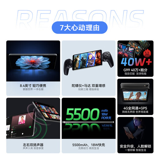 95% new Cube mini 2 4G tablet Android full network 8.4-inch learning game pad HD display eight-core processor gray 8GB+128GB