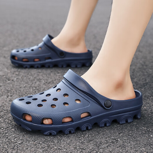 Ningman big foot широкая обувь с отверстиями для ног, мужские сандалии очень большого размера, летние дышащие нескользящие тапочки двойного назначения плюс увеличенные пляжные туфли S9859 темно-синие 36