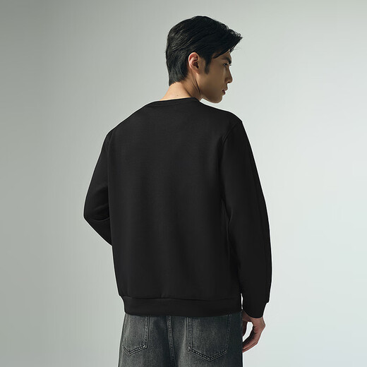 利郎卫衣男圆领远红外发热长袖T恤宽松版秋季2025新款袖臂印花卫衣 黑色（G5QTX0061H） XL 175/92A