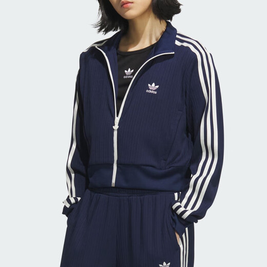 Adidas Women's Vêtements 2025 Style d'été confortable Silky Slim et polyvalent courte courte debout veste KB8950_BLUE S