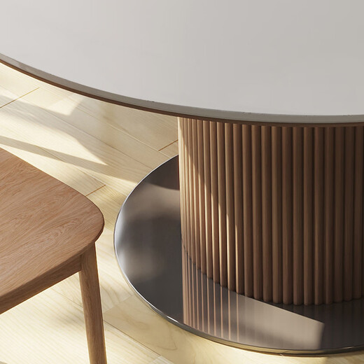 Gaodemeju staatlicher Zuschuss/gestapelter Esstisch New Pearl Massivholz-Schiefer-Esstisch runder Haushalts-Esstisch runder Tisch 140 runder Tisch + 80 Drehteller (Ino) + CY684*6