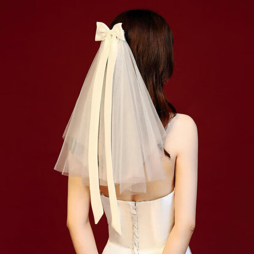 Jiayan nuevo estilo coreano pequeño velo y un velo y un velo y una novia accesorios de boda foto estudio foto de múltiples capas de múltiples capa 04 velo simple blanco 60cm-80 cm