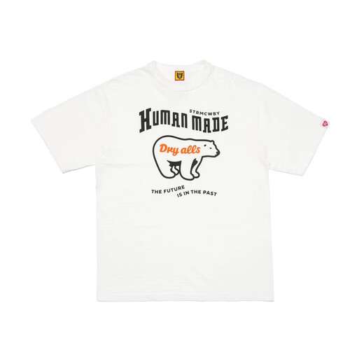 
Spot HUMAN0 Japanese summer heavyweight bamboo cotton polar bear printed short-sleeved T-shirt Japanese short tee white 3881 S