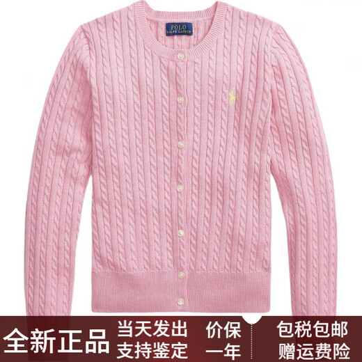 Ralph Lauren Pullover Pony bestickte Seilstil-Einbrennstapel-Placket Langarmed Hemd Strick Kinderstil für Frauen Marine Blue One Size 3t