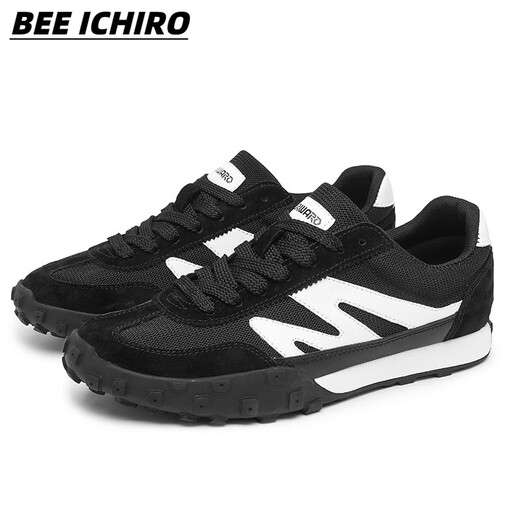 BEE ICHIRO男士休闲皮鞋秋季真皮一脚蹬懒人商务休闲软皮软底豆豆鞋板鞋男鞋 tx9925白蓝(透气款.运动码) 40