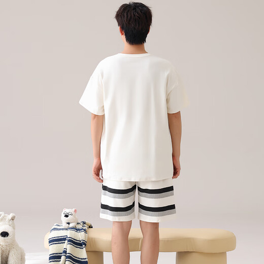 Langsha Pajamas Manga corta para hombres pantalones cortos de algodón puro 2025 Nuevo talla de gran tamaño Cotton Men's Pule's Home Suitwear Estilo delgado 844 Hombres l
