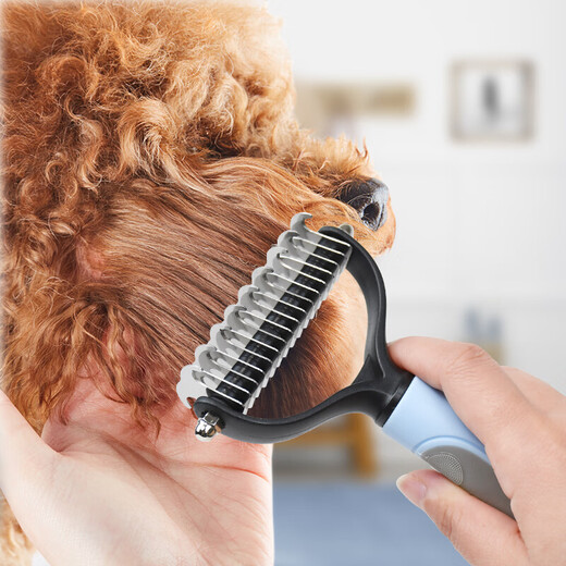 Platinum Pet Knotting Comb Cat Comb Dog and Cat Hair Comb Dog Hair Cleaner Cat and Dog Comb Long Hair Remover Artifact Double-sided Knotting Comb Blue Large Size