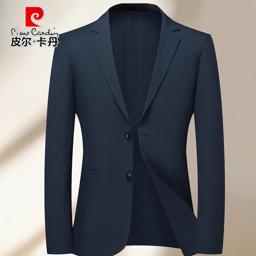 皮尔卡丹（pierre cardin）商务薄弹力透气休闲西服2025春夏季男士爸爸西装商务高端外套 9928蓝色 M 170/100-120斤