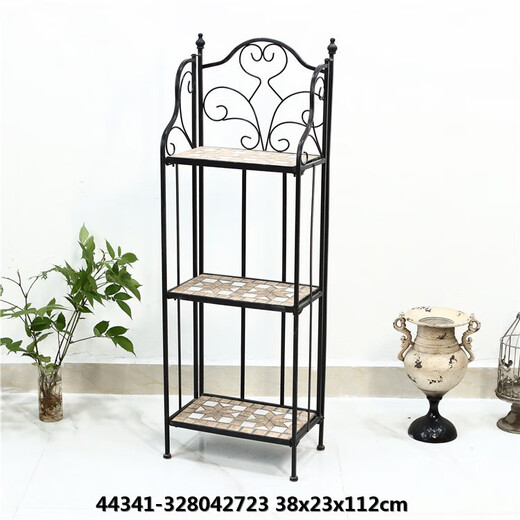 
Yusenyi Own Product Collection - American antique iron wood flower rack folding shelf flower pot storage shelf flower table green 42805-12804