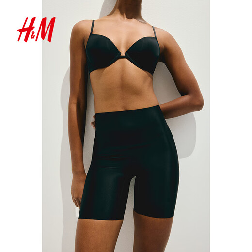 H&M女士塑身美体裤秋季无痕塑身骑行内裤高腰打底裤0278811 黑色 2XL 170/125