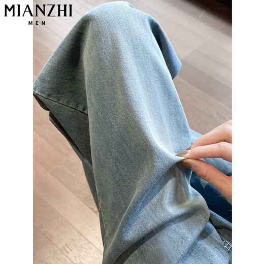 Baumwolljeans für den Sommer-Dünnstil für Frauen 2025 Neue hohe Taille, die kleine Retro-Retro-Hose mit breitem Bein s405 hellblau [hohe Qualität 35] L 105-15jin [Jin entspricht 0,5 kg]
