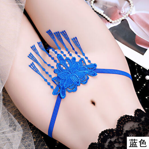 Underwear Feminine Pure Desire Thong Fashionable Pearl Design Three-dimensional Embroidery 3325 3325 Blue One Size