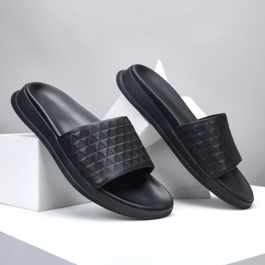 DIFANPU International Luxury Brand Herrenschuhe High-End Herren-Gelegenheitsschuhe komfortable, atmungsaktive Sandalen modische und vielseitige One-Slipper Black [Brand Gift Box] 40