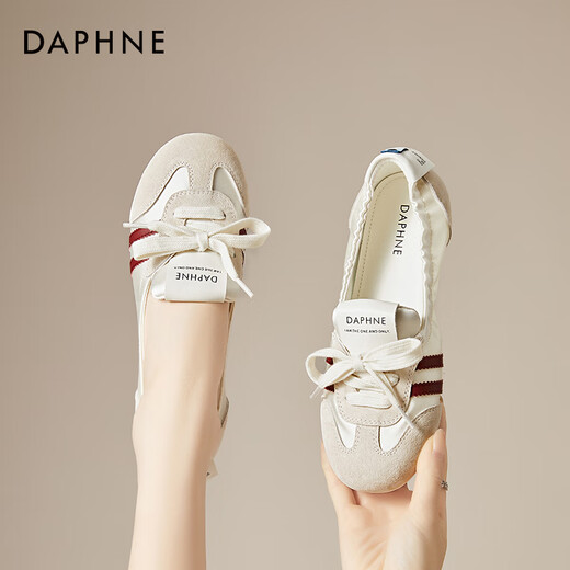 Daphne shallow mouth ballet dance shoes for women flat low heel lightweight commuter breathable sports and casual shoes Beige 38