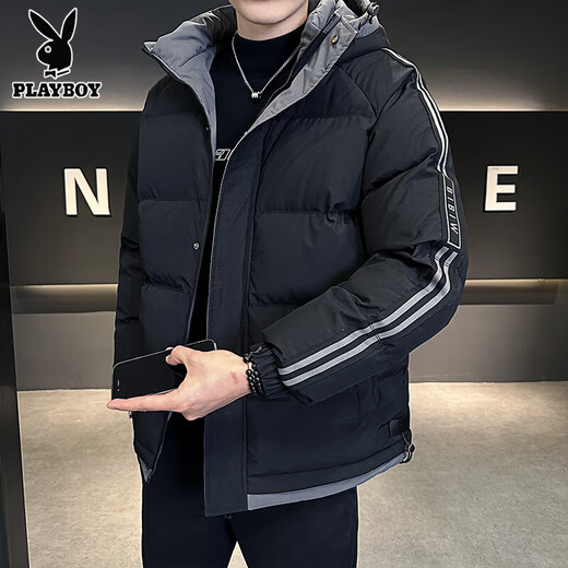 
Playboy brand men's short down cotton jacket for middle-aged and young people in spring, autumn and winter loose warm cotton jacket for men's jacket top 666 gray hot sale L