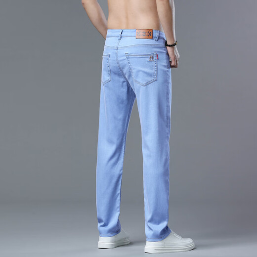 Ck Jeans Holle de la pierna recta de hombres Pantalones casuales de hombres 2025 Pantalones delgados de verano Alto 9902 Azul claro + 9902 Azul claro 28 dos pies uno