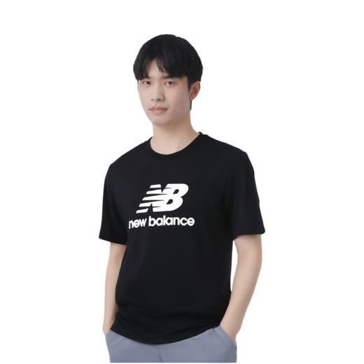 
NEW BALANCE brand logo print casual fashion trend loose sports breathable short-sleeved T-shirt men's black M