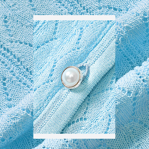 Fairy Pocket Blue hohl dünnen langärmligen Pullover für Frauen 2025 Sommer neuer Stil-Strickjacke Fritillaria Blue S