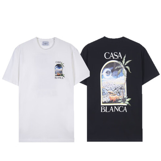 Lee Kids25fw Casablanca Sommer Neue Fantasy-Tür-Print Männer und Frauen lässig lockere kurzärmelige T-Shirt Trend 829 White XL