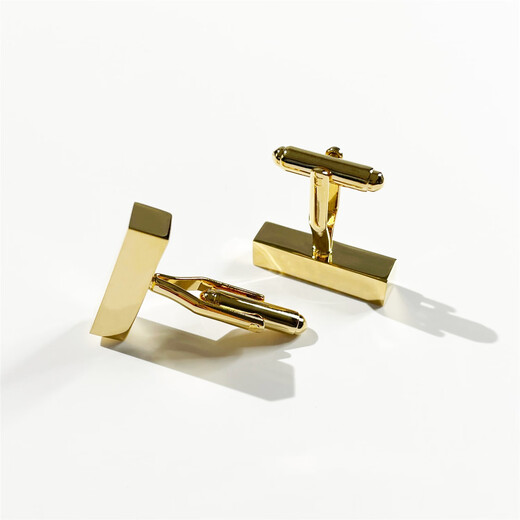 赐帛Cufflinks素色光面金属系列长方形体几何袖扣绅士轻奢质轻奢感配 Cuboid 银色 附皮质袖扣盒