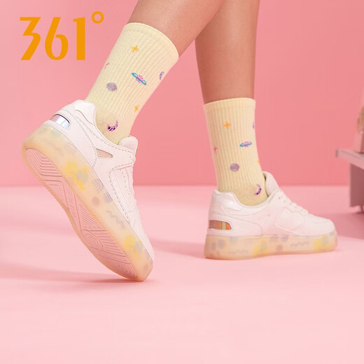 361女鞋板鞋女2024秋季轻便透气果冻软底休闲鞋百搭清新元气鞋子 361度白/玛瑙紫6623 35