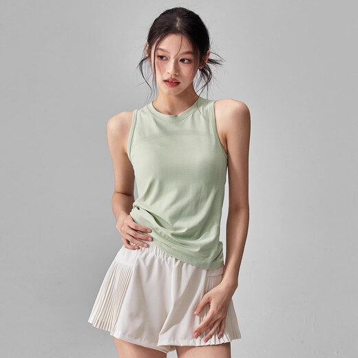Women's Sports Vest Quick-Drying Yoga Sleeveless Tight Slimming Sports Top Running Pilates Training Fitness Wear Summer Light Green Vest M Size - No Breast Pad