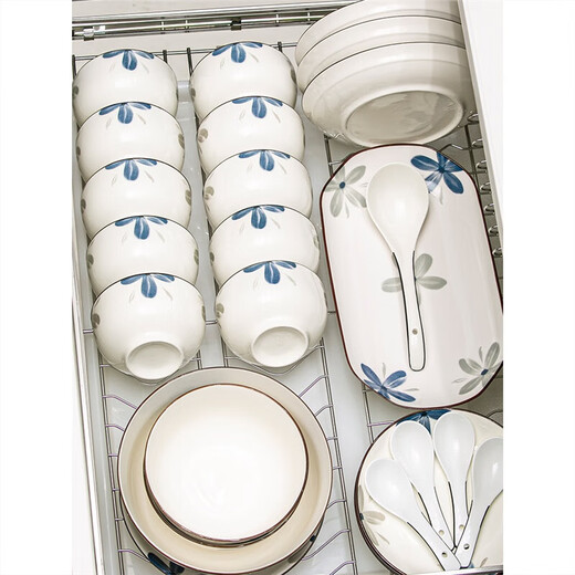 Small orchid ceramic bowl, underglaze color ceramic tableware, moving to new home, bowls, plates, chopsticks, bowls and plates set, 2 6-inch noodle bowls