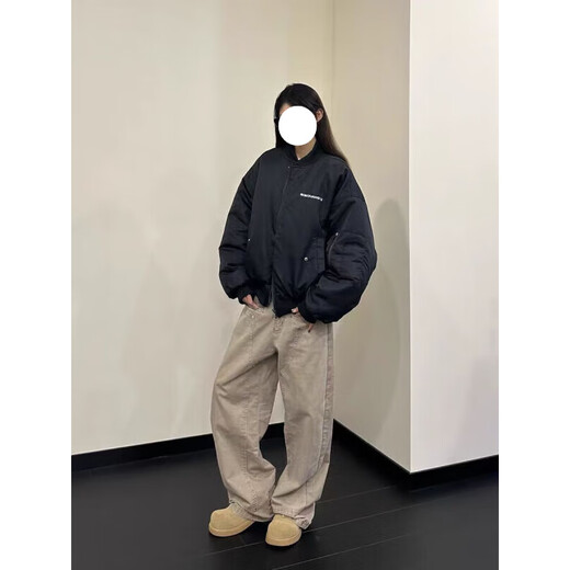 Digada 2025 American Street Retro Broidered Baseball Coton Veste Men and Women Brand Trendy Short Wide Flight Clamp Cotton Veste Zyf-687 Kaki régulier L