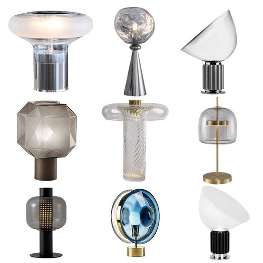 Luz de luz de noche de decoración Lámpara de escritorio de lujo Nordic Modern Simple Glass Sala de estar Lámpara de habitación Modelo de habitación M1047 Smoke Grey Botón grande Interruptor