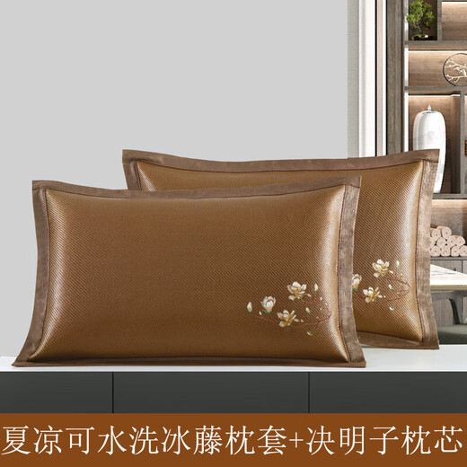 
PURCOTTON Cotton Era The same summer ice silk cool pillow in summer cool mat neck protection pillow core pillow case single student accommodation Ice Vine 679 Coffee pillow case + Cassia pillow core (one 10cm 8-