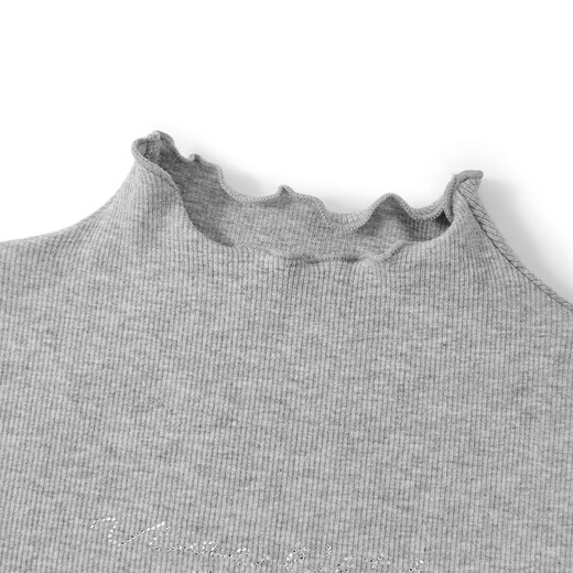 ELLE KIDS Autumn Girls' New Half-High Collar Close-Coat Wooden Ears Versatile Ecological Basic Long-Sleeved Inner Bottoming Shirt