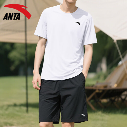
Anta (ANTA) ice silk quick-drying sports suit men's summer new breathable and versatile fitness casual shorts two-piece set [ice silk quick-drying suit] Pure white/basic black L/175