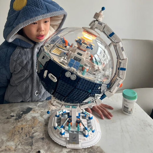 LEGO Plan de transformación Modelo Globe Asamblea para niños Toy Boys Jigsaw 6-12 años Espacio de regalo Panda [829 Gránulos/Movimiento de brazo/