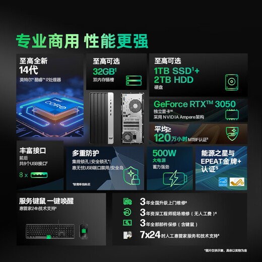 HP War 99 Consola de computadora de escritorio para juegos de alto rendimiento (14ª generación I7-14700 32G 1T RTX3050 500W) PRODUCTIVO AI COMUNIZACIÓN