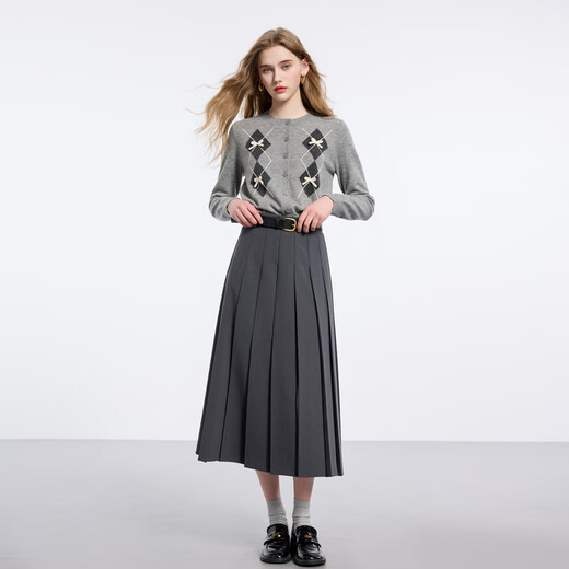Sancai 2025 Autumn New Retro High Waist Long Umbrella Skirt Pleated Skirt Skirt A-Line Skirt Small M Dark Gray L 165/72A