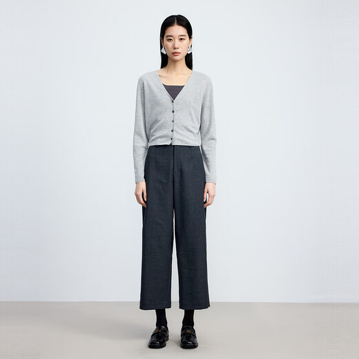 Shuiyunjian Shui Yun Jian Damen -Kleidung Einfacher schlanker weicher Hals langer Dünner Strickjacke Pullover 2025 Sommer neuer Stil hellgrau L.