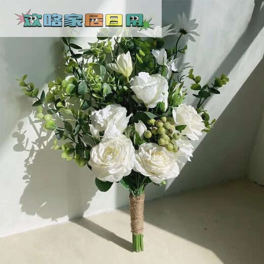 郁金香马蹄莲手捧花领证假花仿真花摄影拍照道具婚礼韩式新娘花束 HD-郁金香+粉玫瑰