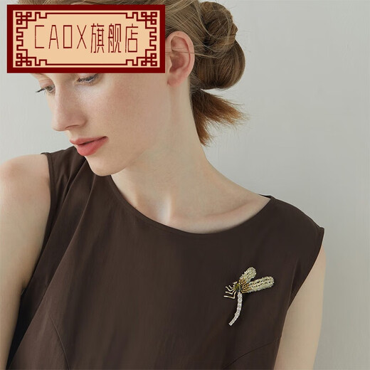 CAOX Monet floating green shadow dazzling dragonfly butterfly high-end brooch niche design corsage pin for women light green D0 dragonfly style