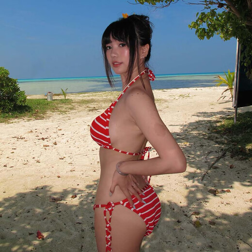 Lekali Bikini Swimsuit Hot Spring Women's Underwear Super Nude Sexy Extremely Tempting Three-Point Beach Vacation Women's Adult With Blue Shorts 80-120Jin Jin is equal to 0.5 kg