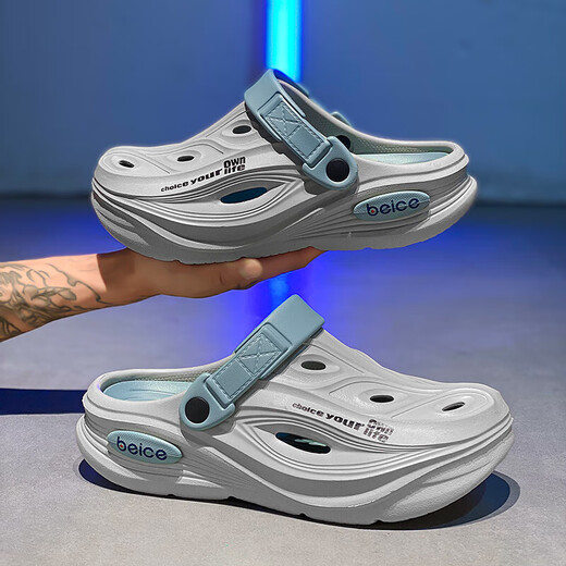 Zapatos de agujeros deportivos verano para hombres 2025 adolescentes de nuevo estilo de estilo al aire libre pesca en la playa anti-deslizamiento zapatillas para hombres resistentes a los hombres gris 40-41