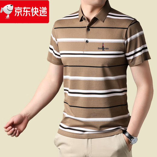 Biyinlefen Flaggschiff offizielles Geschäft Summer New Herren Casual Contrasting Color Striped Revers Short Sleeves machen Männer hautfreundlich und weich 9720 --- Weiß L 110 suggeriert 120-135jin [Jin entspricht 0,5 kg]