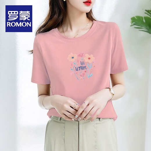 罗蒙（ROMON）t恤女纯棉短袖2025夏季新款宽松显瘦休闲简约t恤设计感小众上衣 白色 【纯棉】695 S