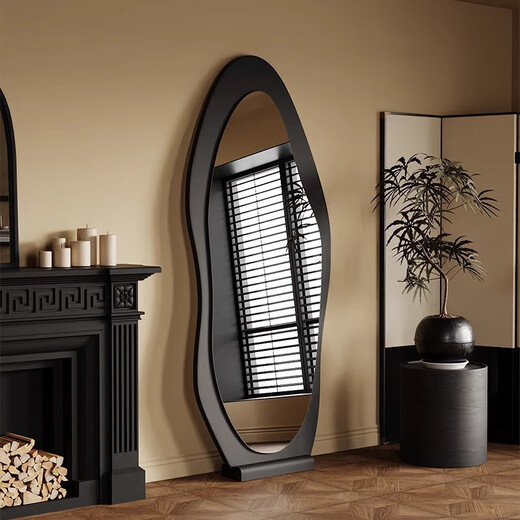 Xingao Shengtang French retro full-body mirror floor-standing mirror home designer special-shaped dressing mirror high-end internet celebrity trial Mango mirror-Floor-standing model 160*60 black peach