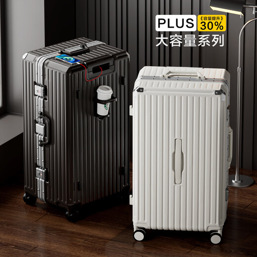 Huatong Gran capacidad Malima de 28 pulgadas de 28 pulgadas Marco de aluminio multifuncional El cuadro de contraseña de alumno 37 Abierto en la maleta Sky y duradero Sky Black-Hook + Cup Suporter + Puerto de carga 36 pulgadas [Necesidad de registrarse] Estudiar en el extranjero, mudarse a casa, mudarse a casa