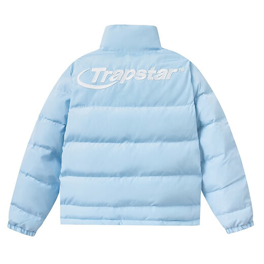 Zhidoudou trapstar couple outfit down cotton jacket retro stand collar gloss simple letter small label embroidered cotton jacket thick jacket pk---9901 blue S